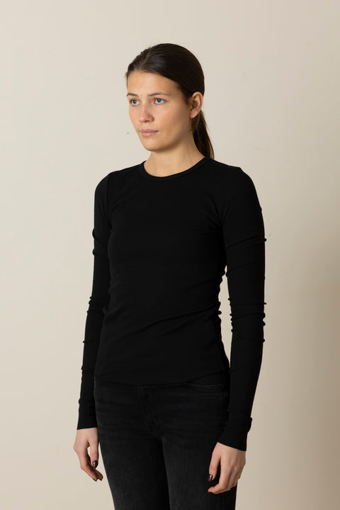 Genser - Long Sleeve Fitted Top Black