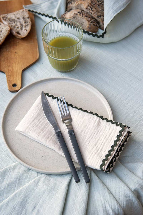 Serviett - Ric Rac Trim Bottle Green