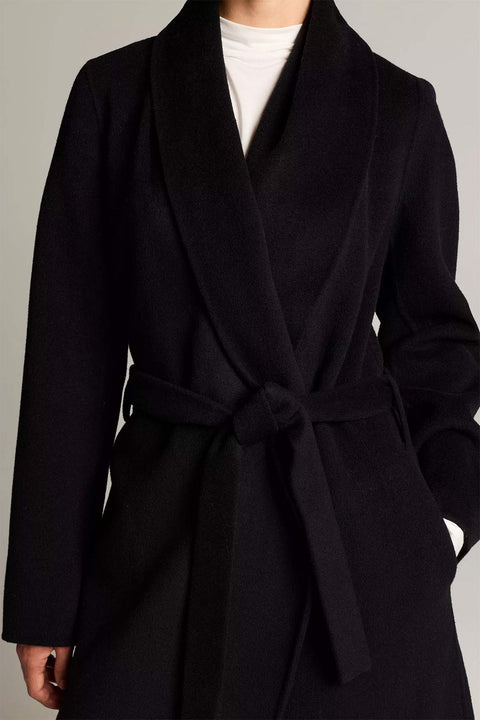 Kåpe - Shawl Collar Wool Long Coat Black