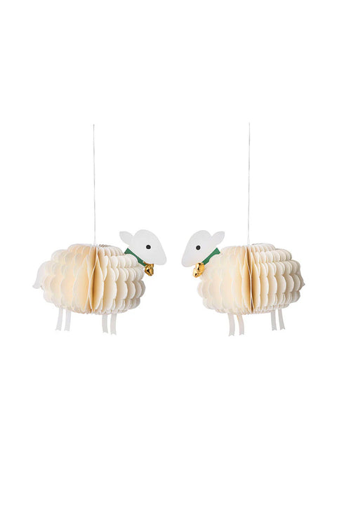 Påskepynt - Honeycomb Sheep 2pk Off-White