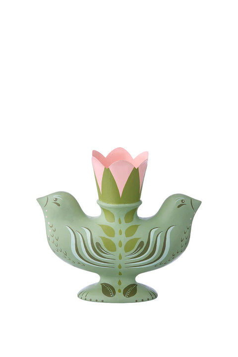 Lysestake - H12cm Twin Birds Fern