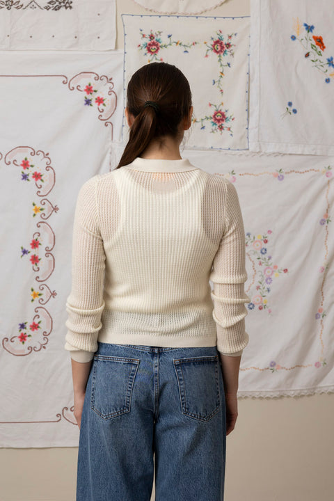 Genser - LS Shrunken Polo Cashmere Cream