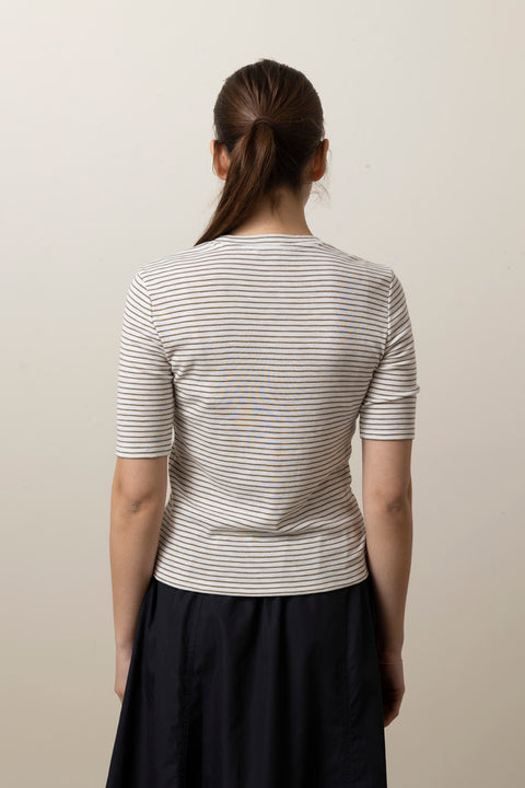 T-skjorte - Striped Elbow SLV Crew Tapenade Combo