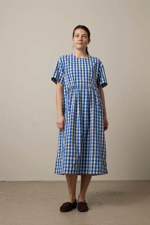 Kjole - Gingham Check Dress Pacific Blue