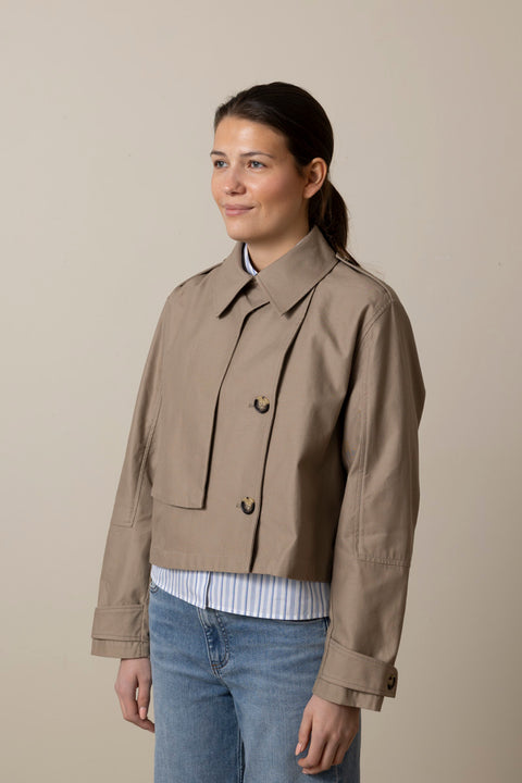 Jakke - Jamie Cropped Trench Khaki