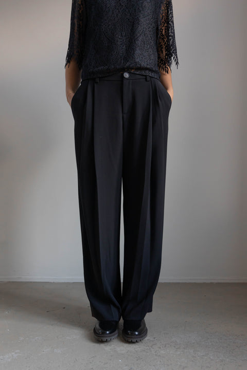 Bukse | Drop Waist Pleated Crepe Trouser Black