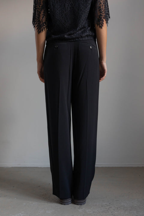 Bukse | Drop Waist Pleated Crepe Trouser Black