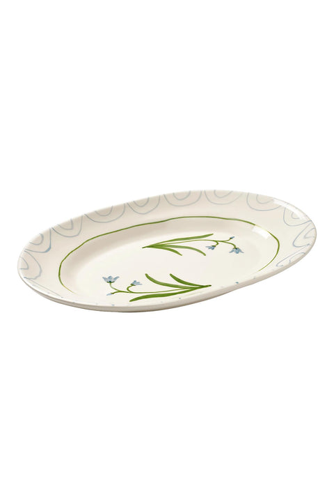 Fat - Serving Plate Cottage Flower Blue Bell Light Blue