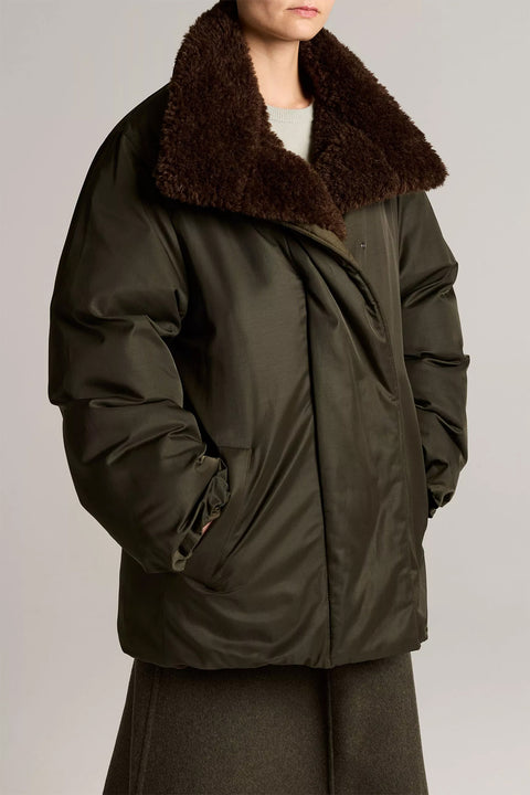 Jakke - Fur Lined Puffer Dark Moss