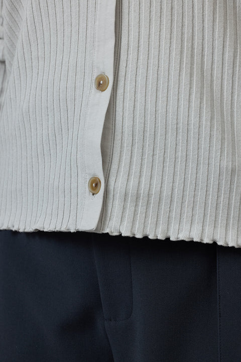 Cardigan - Rib - L/S Polo Button Up