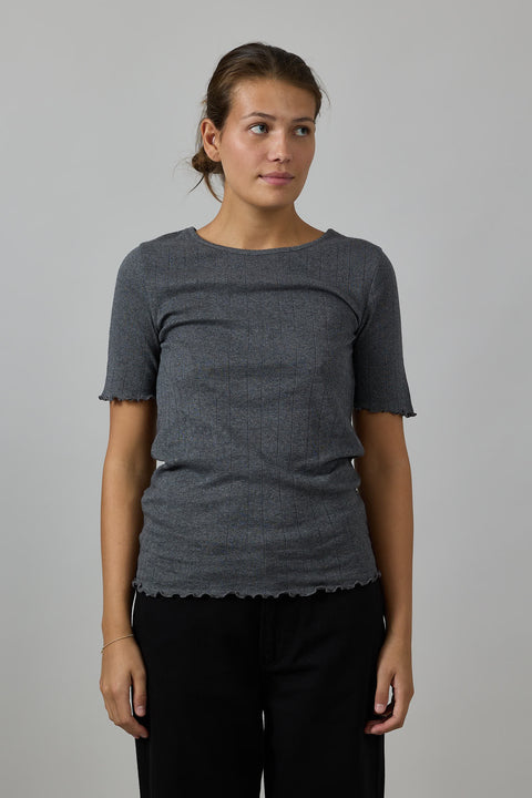 T-Skjorte - Edie Tee Dark Grey Melange