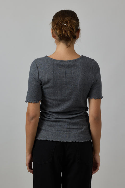 T-Skjorte - Edie Tee Dark Grey Melange