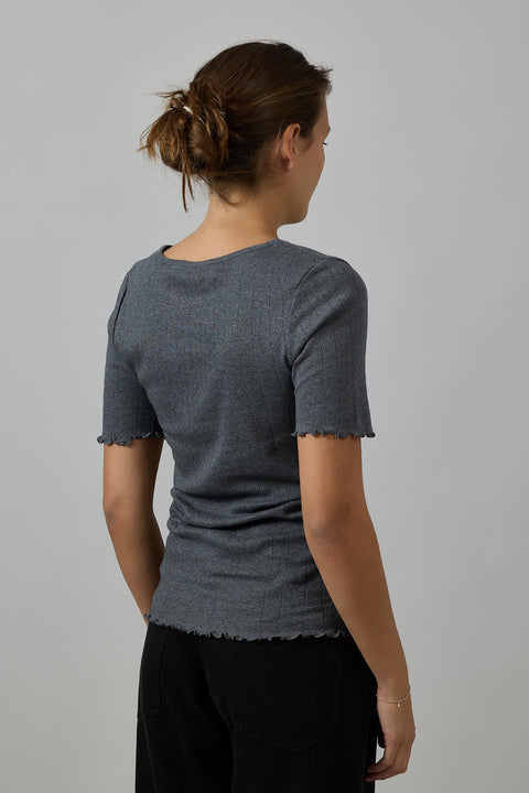 T-Skjorte - Edie Tee Dark Grey Melange