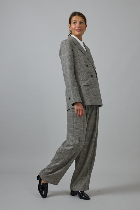 Bukse - High Rise Plaid Trouser Heritage Grey