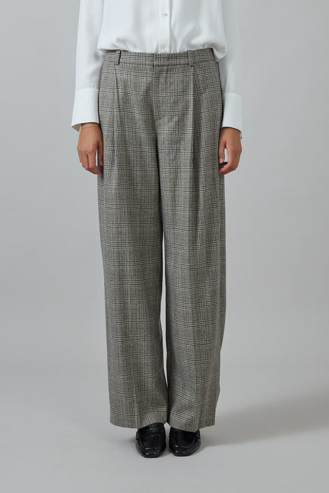 Bukse - High Rise Plaid Trouser Heritage Grey