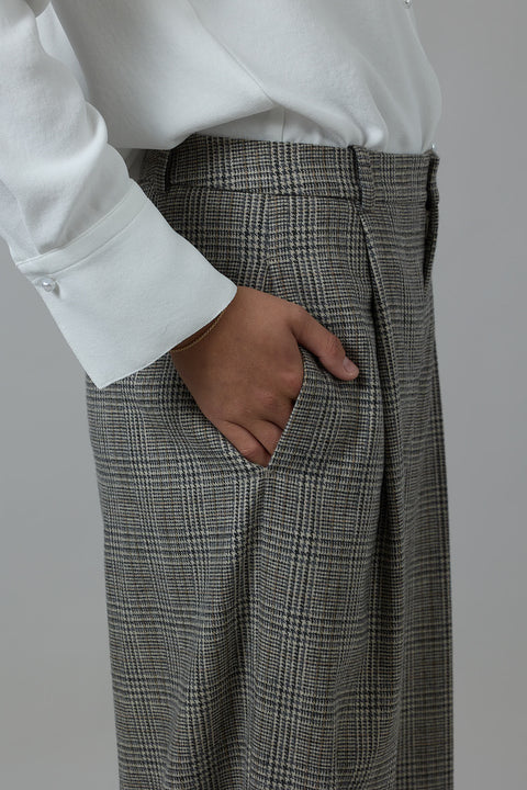 Bukse - High Rise Plaid Trouser Heritage Grey