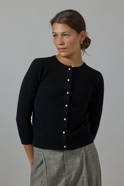 Cardigan - Pearl Button Black