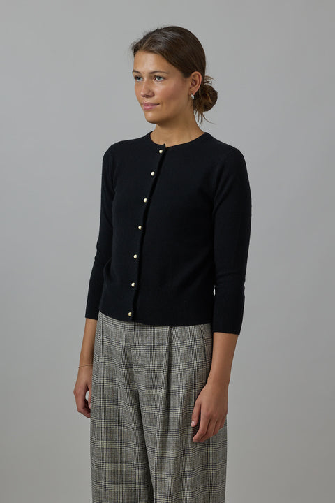 Cardigan - Pearl Button Black