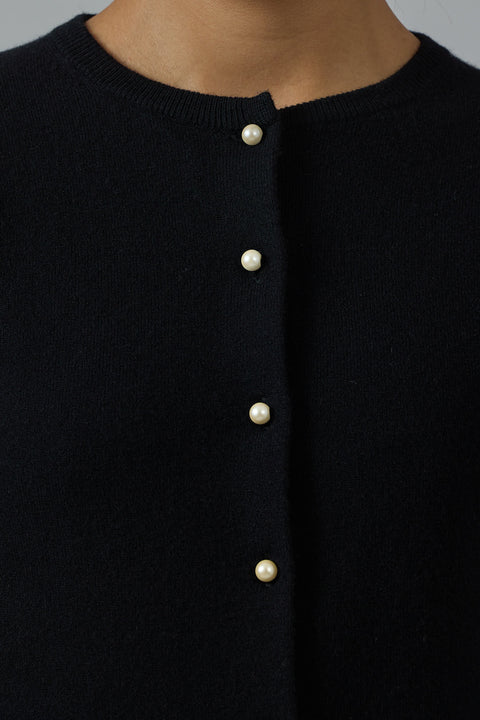 Cardigan - Pearl Button Black