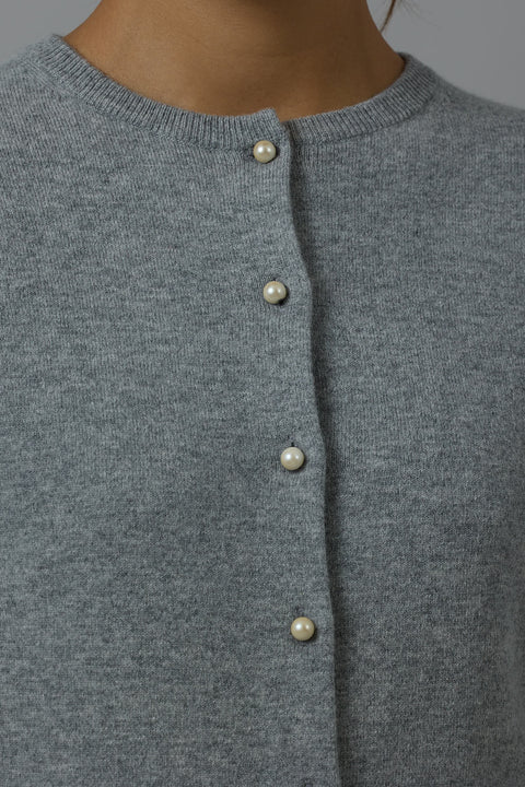 Cardigan - Pearl Button Grey