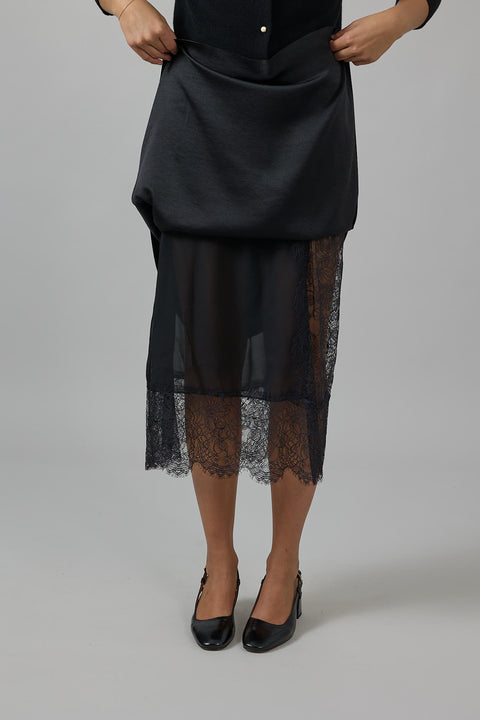 Skjørt - Lace Paneled Black