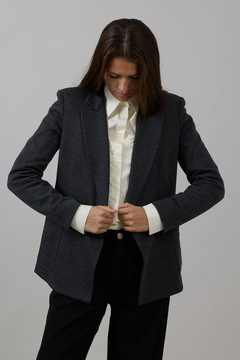 Blazer - Tattersall Grey Houndstooth