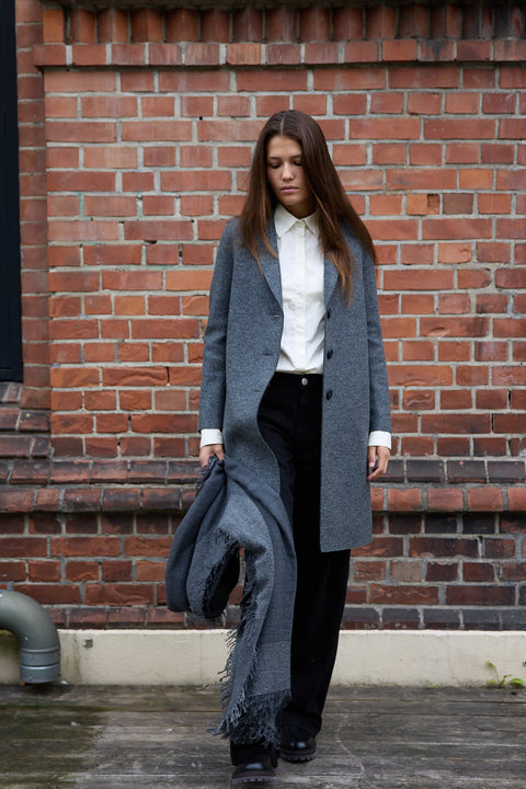 Kåpe - Overcoat Pressed Wool Middle Grey