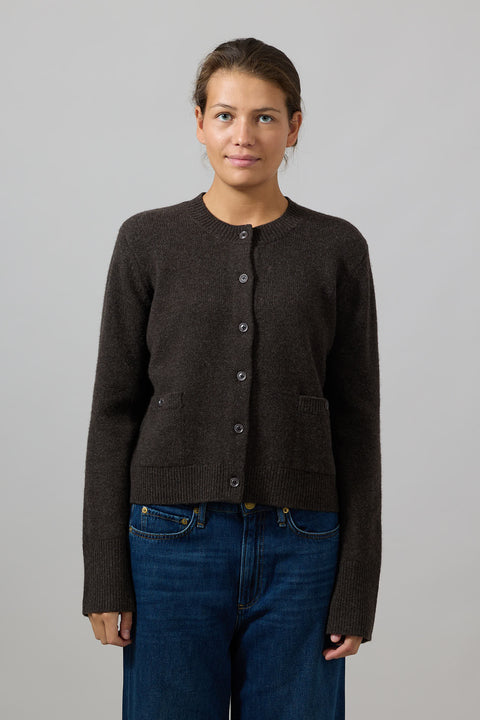 Cardigan - Structured Wool Cardigan Coffee