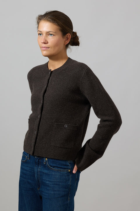 Cardigan - Structured Wool Cardigan Coffee