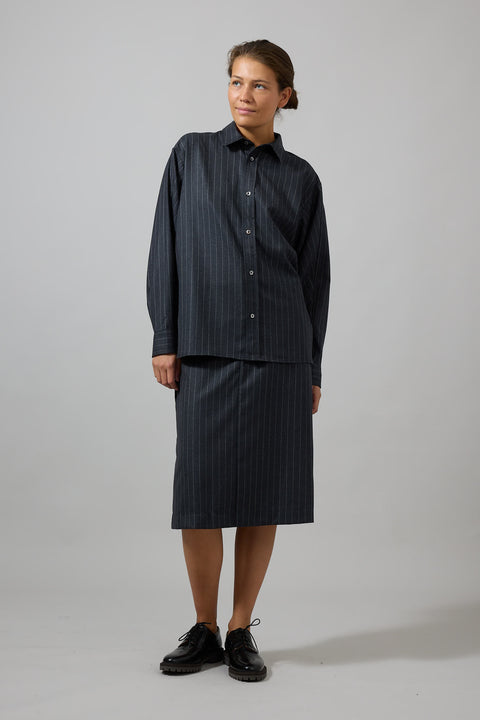 Skjorte - Coastal Shirt Charcoal Pinstripe