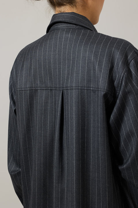 Skjorte - Coastal Shirt Charcoal Pinstripe