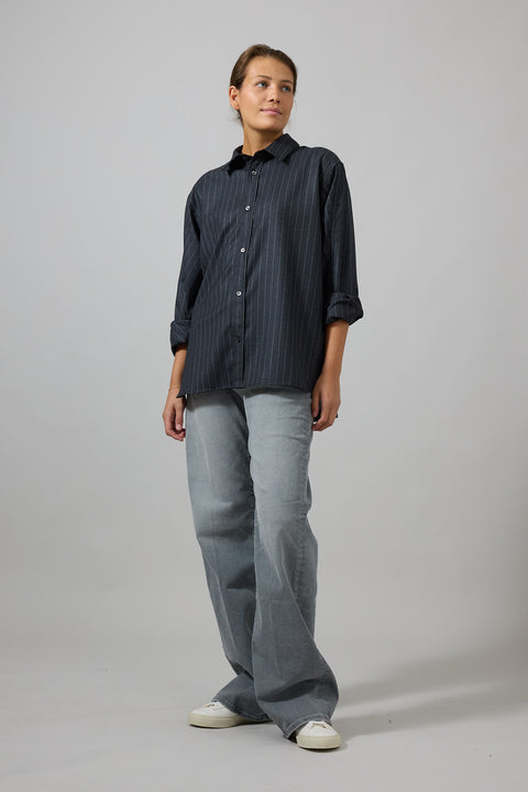 Skjorte - Coastal Shirt Charcoal Pinstripe