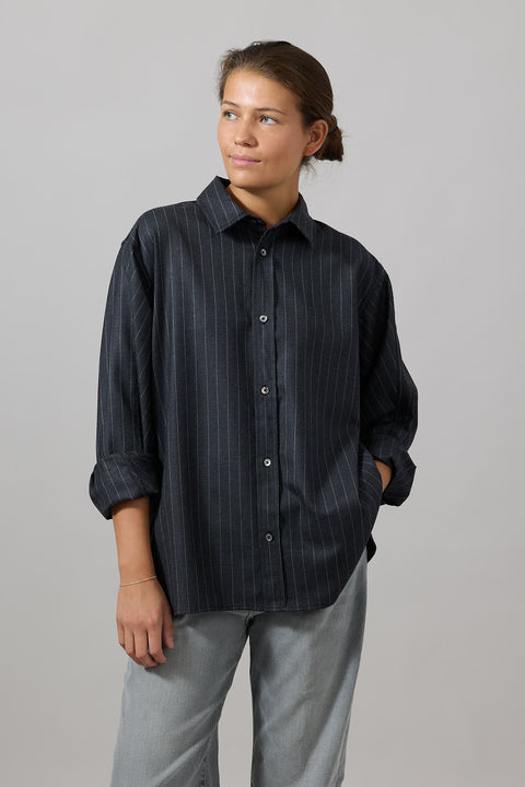 Skjorte - Coastal Shirt Charcoal Pinstripe