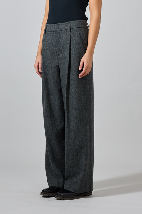 Bukse - High Waisted Herringbone Charcoal