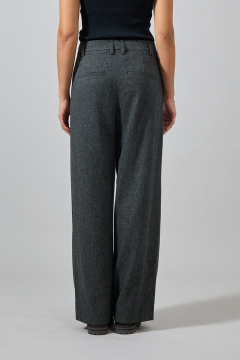 Bukse - High Waisted Herringbone Charcoal