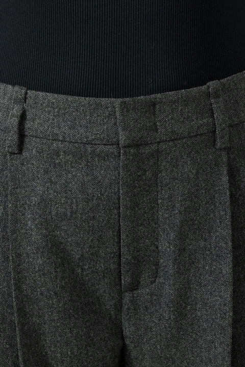 Bukse - High Waisted Herringbone Charcoal