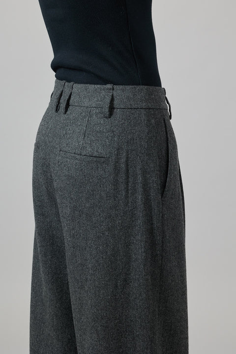 Bukse - High Waisted Herringbone Charcoal