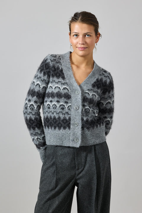 Cardigan - Fair Isle Grey Combo