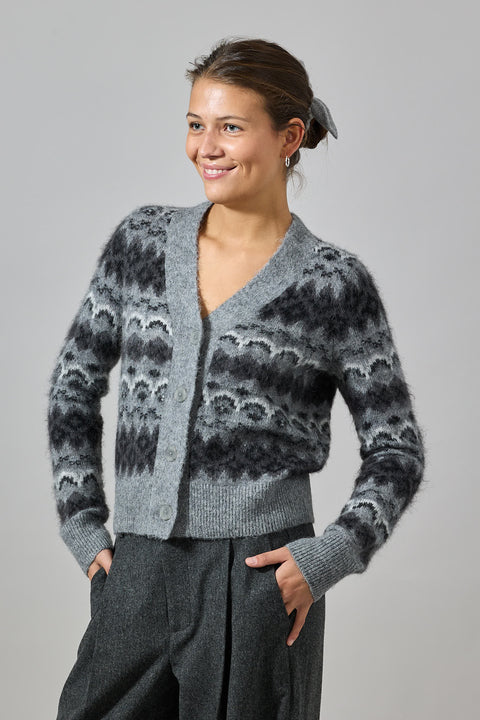 Cardigan - Fair Isle Grey Combo