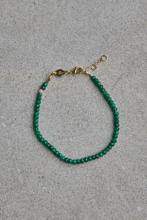 Armbånd - Tan Line Green Jade