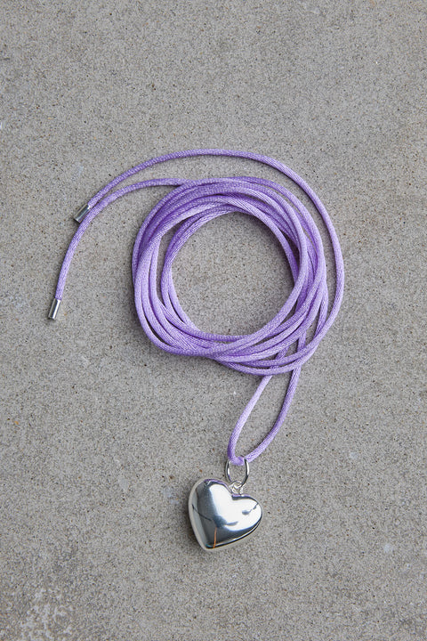 Halskjede - Silver Heart on a String Lilac