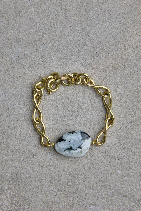 Armbånd - Tumbled Stone White Ocean Jasper