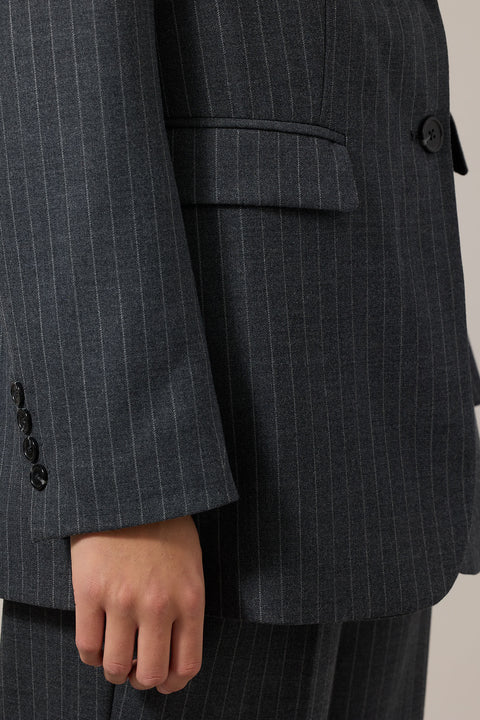 Blazer - Port Oversized Dark Charcoal Pinstripe