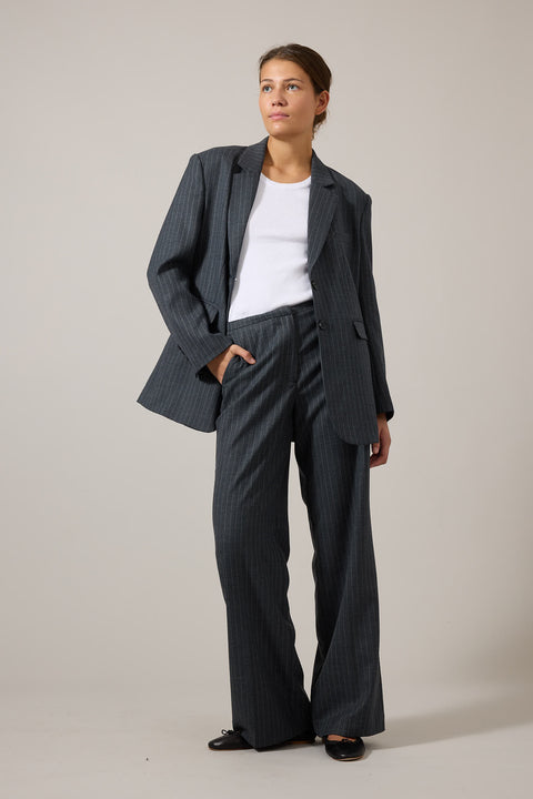 Blazer - Port Oversized Dark Charcoal Pinstripe