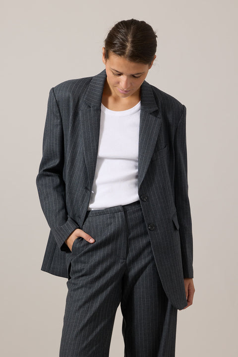 Blazer - Port Oversized Dark Charcoal Pinstripe