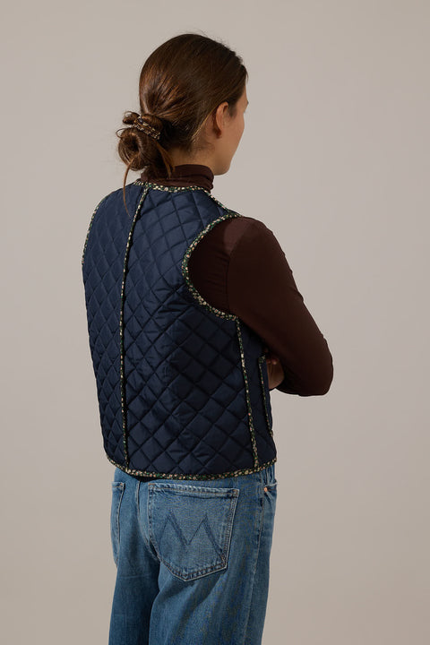 Vest - Dot Quilt Olive Blue