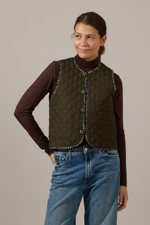 Vest - Dot Quilt Olive Blue