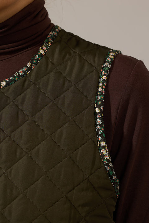 Vest - Dot Quilt Olive Blue