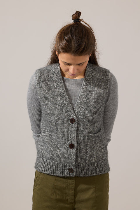 Vest - Button through Tank Grey Melange