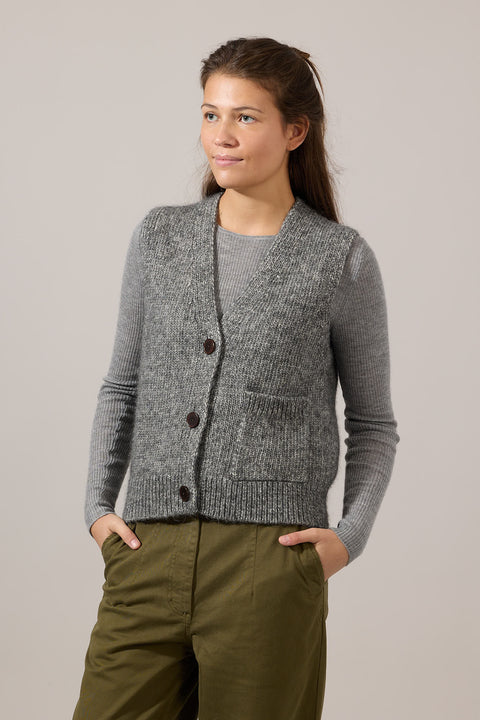 Vest - Button through Tank Grey Melange